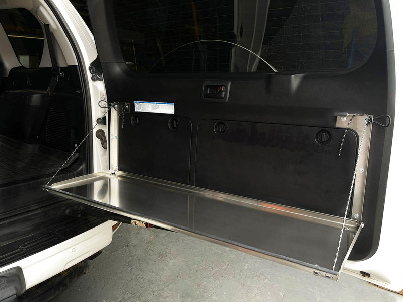 Kaon Rear Door Drop Down Table to suit Toyota Prado 150 / Lexus GX 460 [Colour: Natural Stainless] - KS0053
