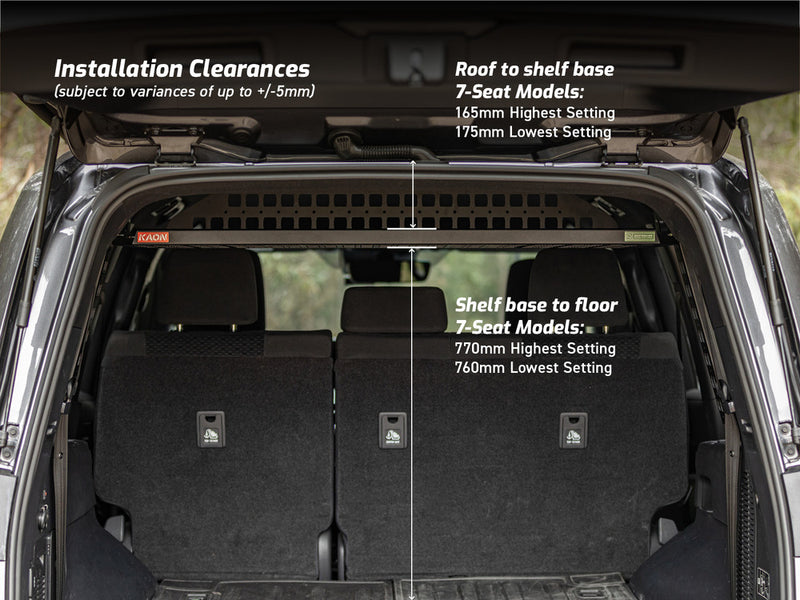 Kaon Standalone Rear Roof Shelf to suit Toyota LandCruiser LC300 (Type - Small Side Molle Panels) - KS0612