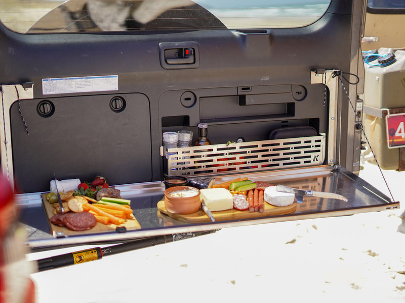 Kaon Rear Door Drop Down Table and Cage to suit Toyota Prado 150 / Lexus GX 460 [Colour: Natural Stainless] - KS0358