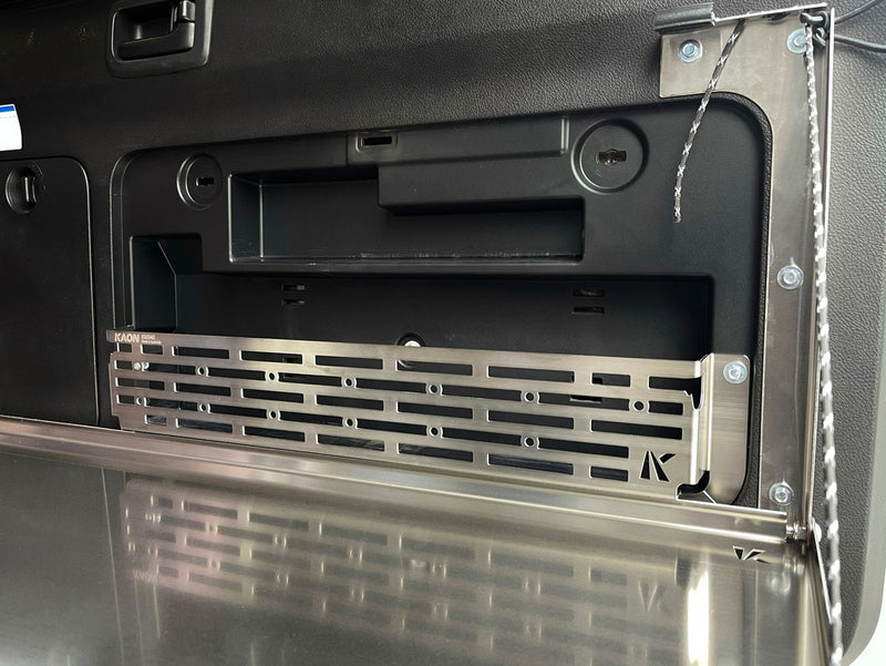 Kaon Rear Door Drop Down Table and Cage to suit Toyota Prado 150 / Lexus GX 460 [Colour: Natural Stainless] - KS0358