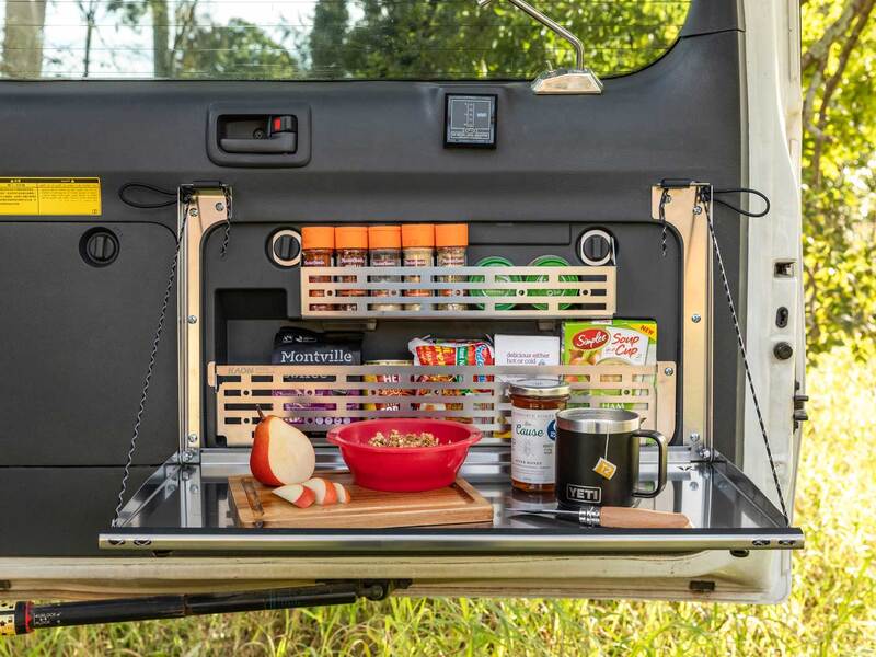 Kaon Compact Rear Door Drop Down Table to suit Toyota Prado 150 / Lexus GX 460 [Colour: Natural Stainless] - KS0566