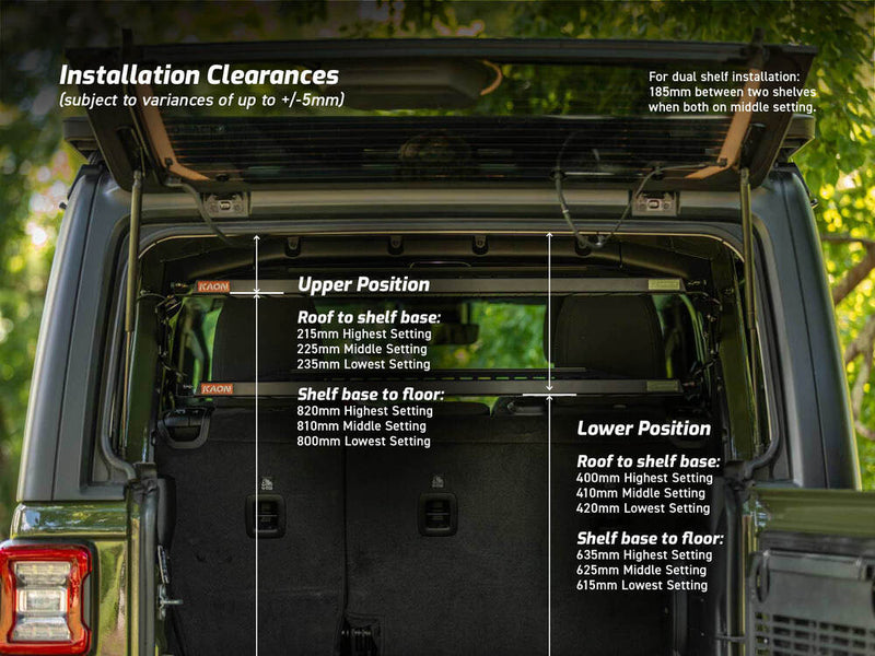 Kaon Standalone Rear Roof Shelf to suit Jeep Wrangler JL 4 Door - KS0608