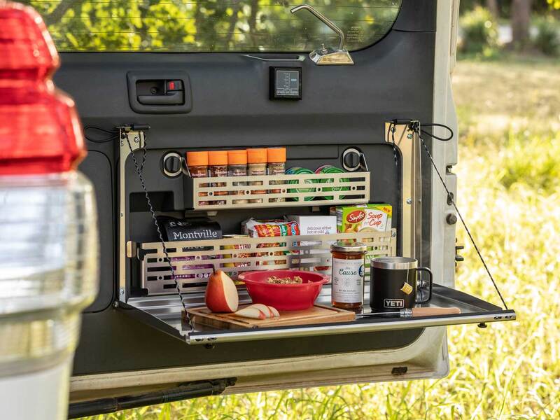 Kaon Compact Rear Door Drop Down Table to suit Toyota Prado 150 / Lexus GX 460 [Colour: Natural Stainless] - KS0566