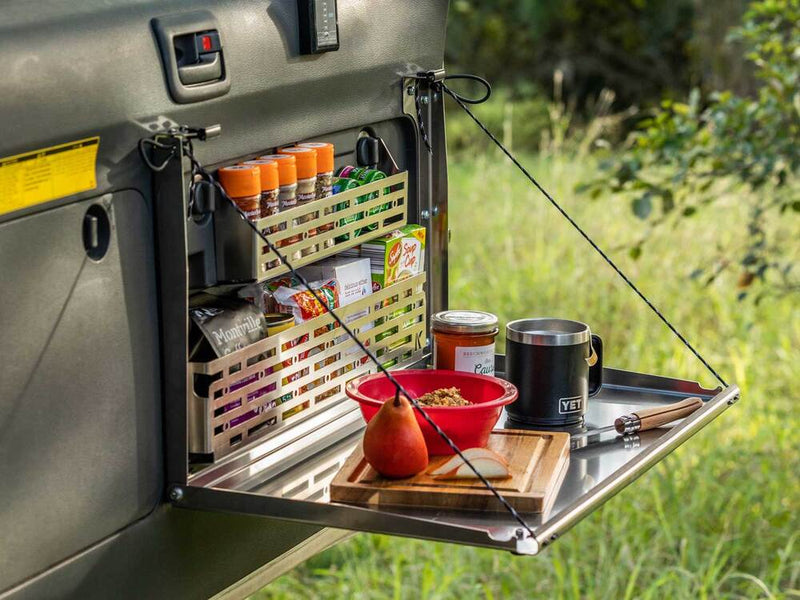 Kaon Compact Rear Door Drop Down Table to suit Toyota Prado 150 / Lexus GX 460 [Colour: Natural Stainless] - KS0566