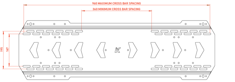 Kaon Maxtrax & TRED Mounting Board to suit Cross Bars [Option: No Pins] - KS0289