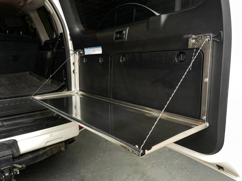 Kaon Rear Door Drop Down Table to suit Toyota Prado 150 / Lexus GX 460 [Colour: Natural Stainless] - KS0053