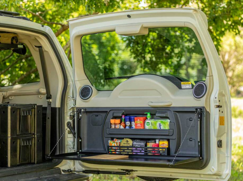 Kaon Rear Door Drop Down Table to suit Mitsubishi Pajero Gen 4 NS-NX [Colour: Undara Black] - KS0515