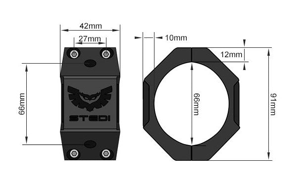 Stedi 60mm - 66mm Bull Bar Tube Mounting Brackets BRK-6066-TBE