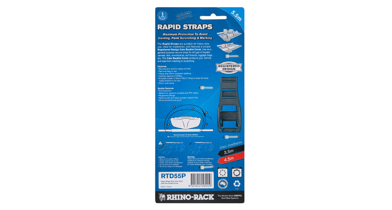 Rhino Rack5.5m Rapid Straps w/ Buckle Protector RTD55P