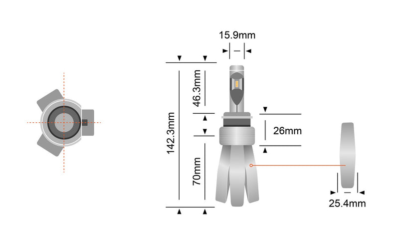 Stedi H7 Copper Head LED Bulbs (Pair) LEDCONV-H7-CH