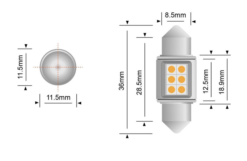 Stedi Festoon 36mm Led Bulbs (Pair ) LEDCONV-SJ-36MM