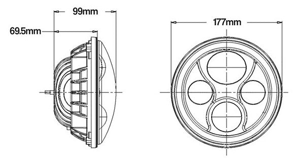 Stedi 7inch Iris Chrome LED Headlight - LEDMOTO-IRIS-7