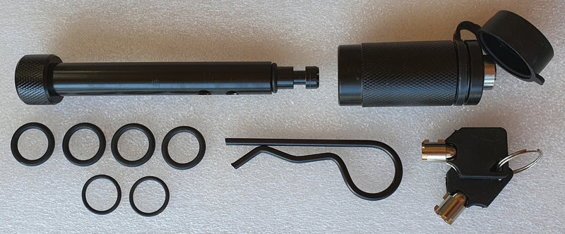 Mister Hitches Locking Hitch Pin Black E-coat 2 Pin Holes W/clip Round Sec Keys MHPL6