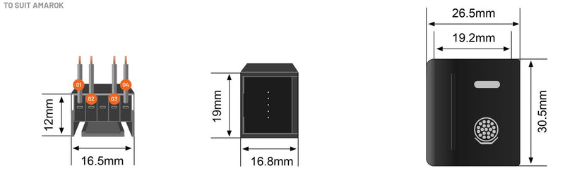 Stedi Gear Shifter Switch To Suit Amarok (Spot Lights) PSHSWCH-AMA-SHFT-SPOT