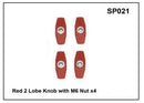 Whispbar Red 2 Lobe Knob with M6 Nut x 4 YSP021