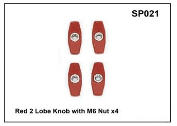 Whispbar Red 2 Lobe Knob with M6 Nut x 4 YSP021