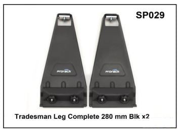 Whispbar Tradesman Leg Complete 28cm Blk x 2 YSP029