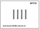 Prorack-Whispbar Grub Screw SS M8 x 60mm x 4 SP170
