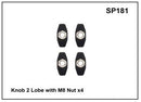 Prorack Knob 2 Lobe with M8 Nut x 4 SP181